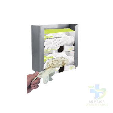 DISTRIBUTEURS BOITES A GANTS EN INOX FIXATION MURALE DOUBLE
